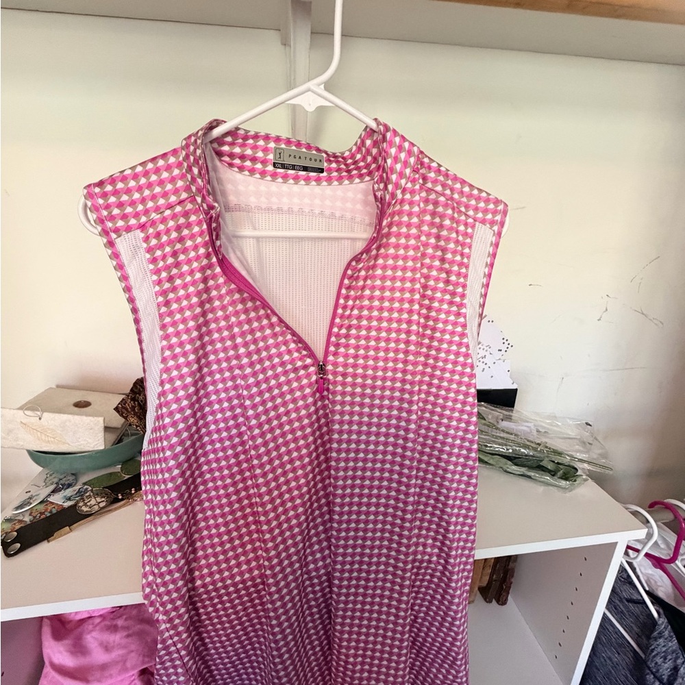 PGA Tour Pink Houndstooth shirt